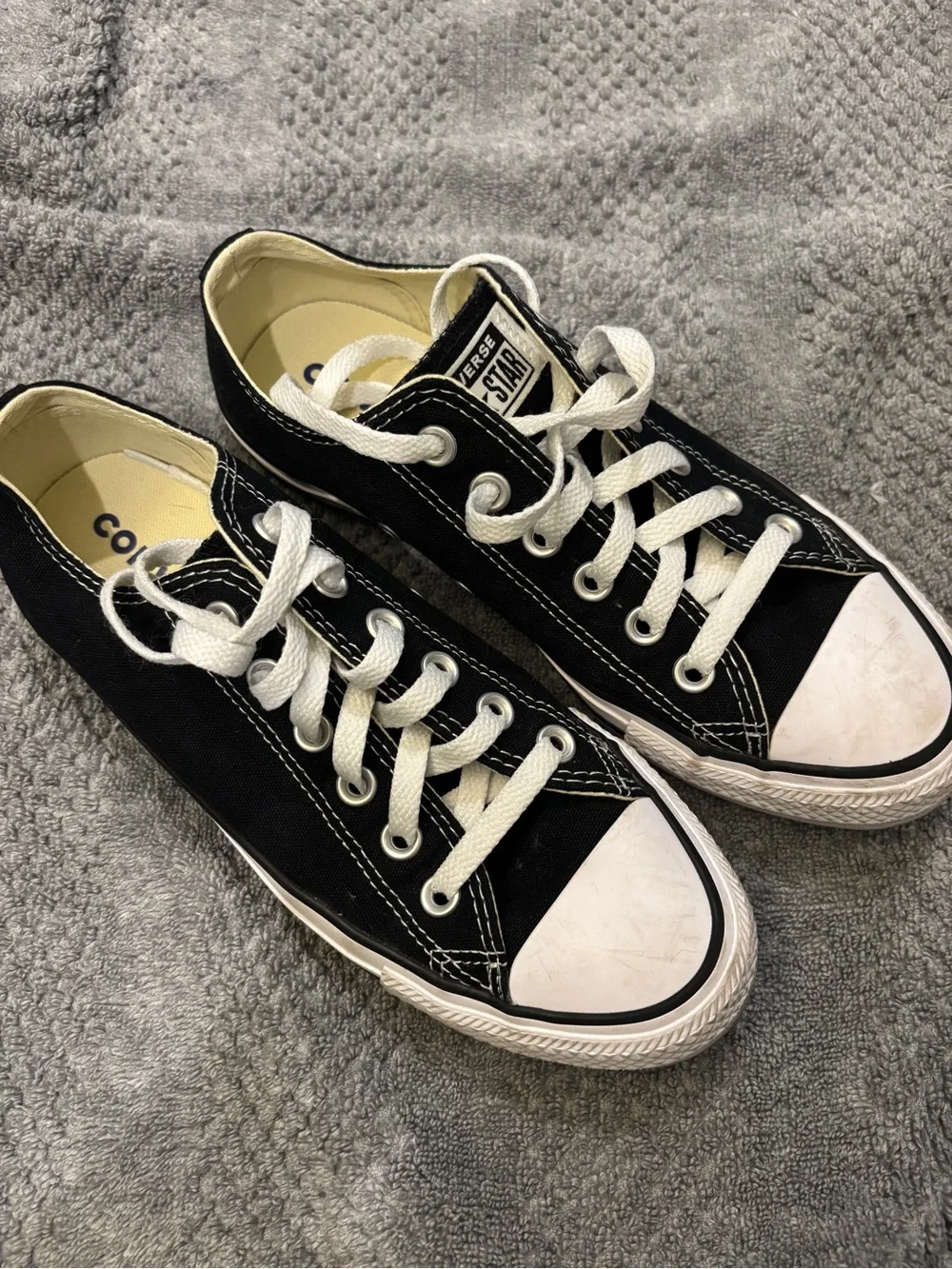 Converse Black Low Top Canvas Sneakers with White Accents